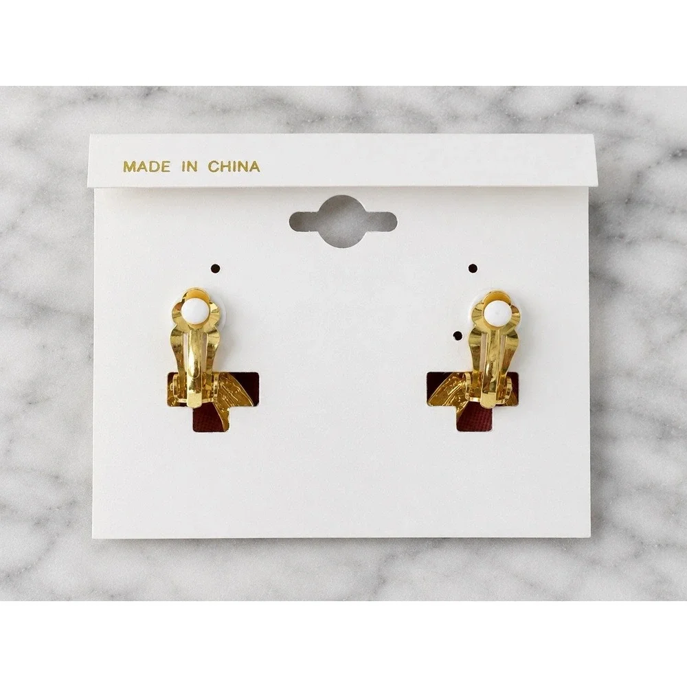 Vintage 80s 90s Two Tone Door Knocker Clip On Earrings Gold Silver